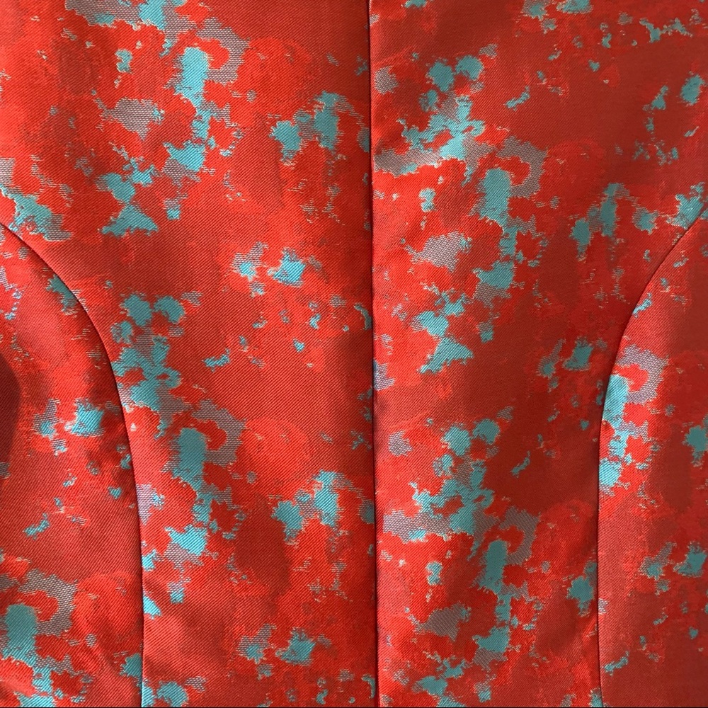 BB Dakota Red and Blue Brocade Dress - Picture 2 of 6